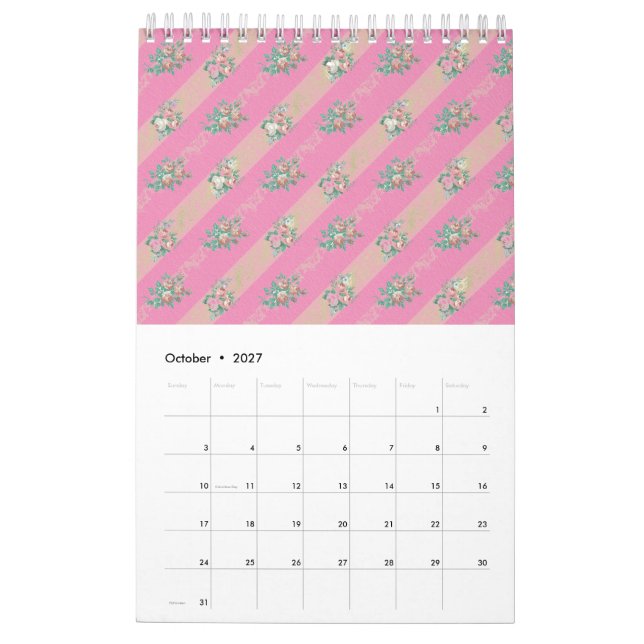Motif Rose vintage - Calendrier (Oct 2027)