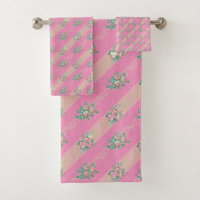 Motif Rose Vintage - Ensemble de serviettes de bai (En situation)