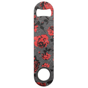 Motif rouge et noir rustique de rose de tige
