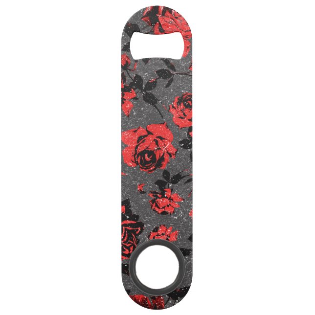 Motif rouge et noir rustique de rose de tige (Devant)