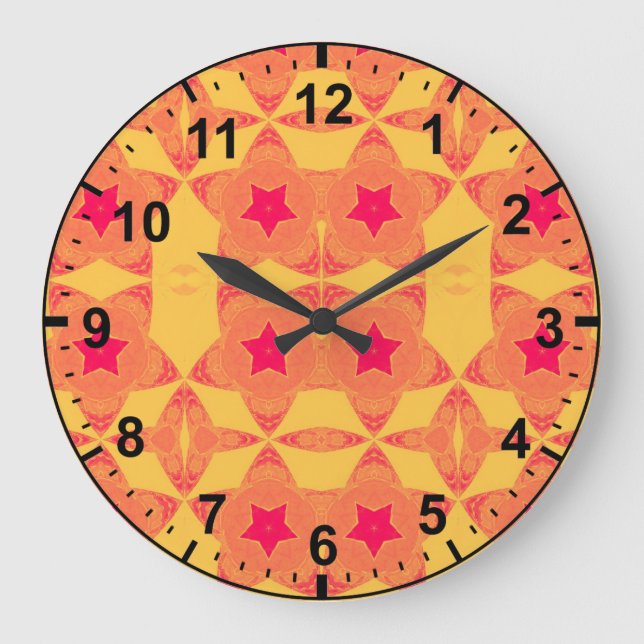 Motif rouge orange jaune~ HORLOGE (Recto)