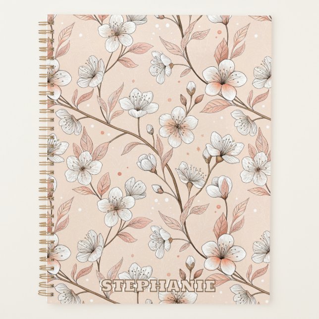 Motif Sakura en fleurs de cerisier rose sur rose ( (Devant)