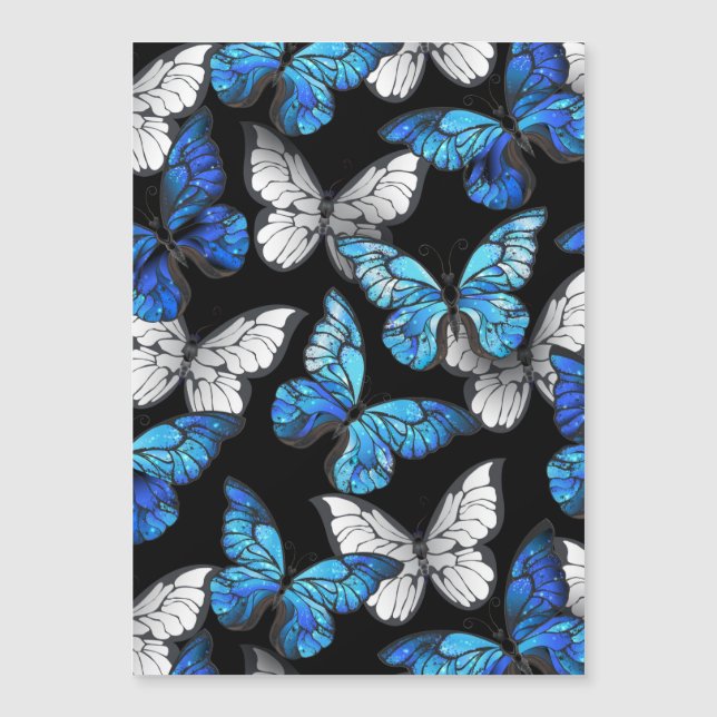 Motif sans couleur foncée avec papillons bleus Mor (Devant)