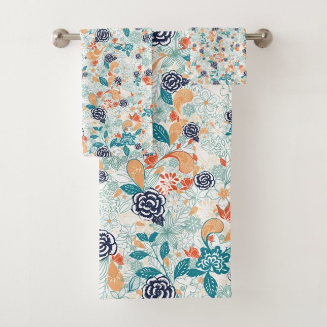 Motif sans couture à fleurs rétro (En situation)