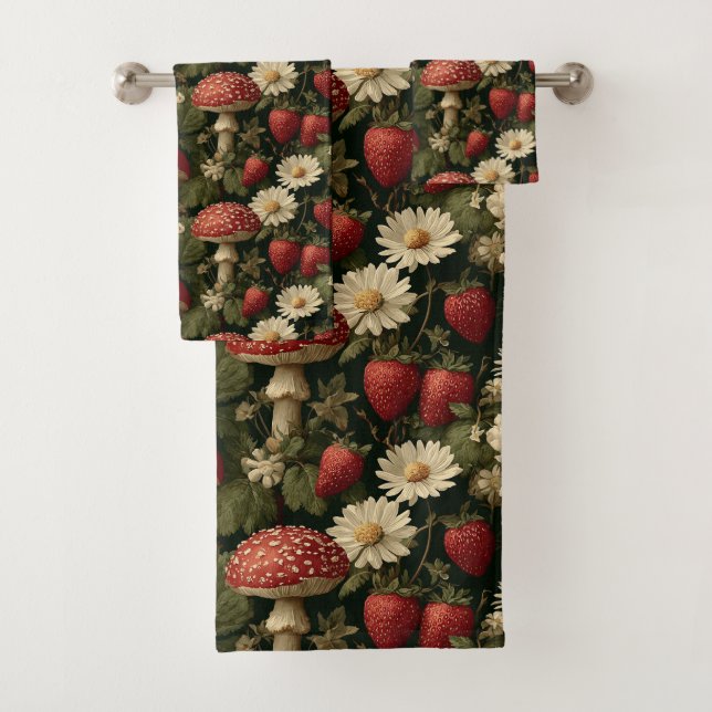 Motif sans couture avec amanite tue-mouche rouge e (En situation)