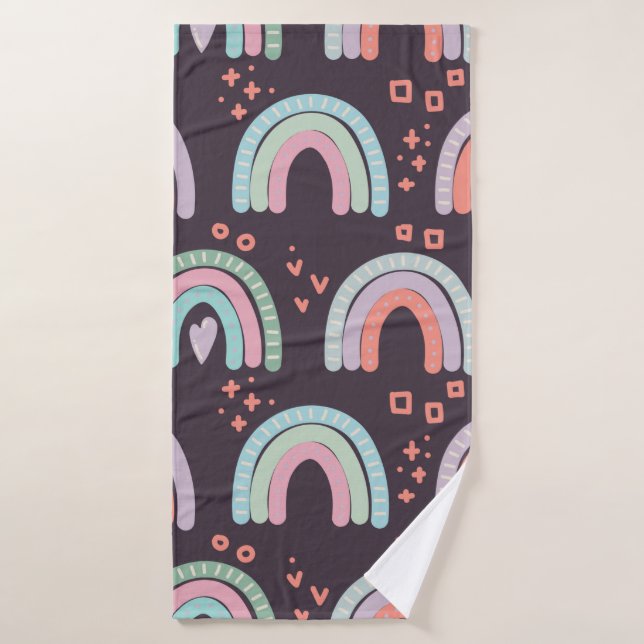  motif sans couture avec arc-en-ciel et clip goutt (Serviette de bain)