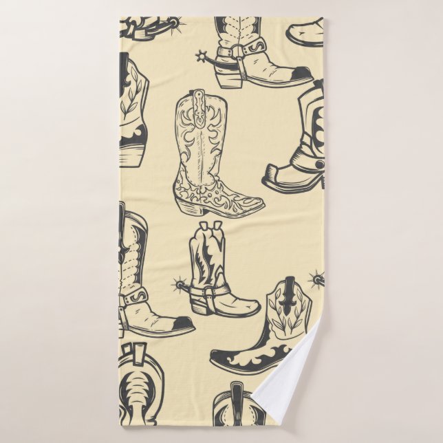 Motif sans couture avec bottes de cowboy. cowboy,  (Serviette de bain)