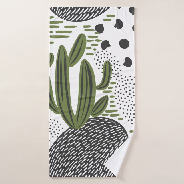 motif sans couture avec cactus sur arrière - plan  (Serviette de bain)