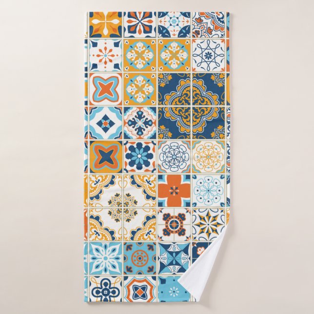 Motif sans couture avec carrelage portugais. infec (Serviette de bain)