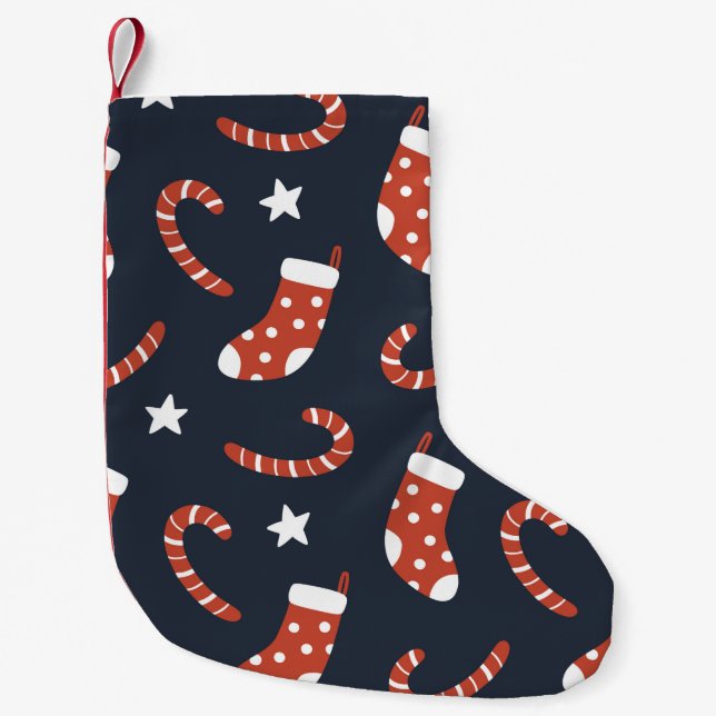 Motif sans couture avec chaussettes de noël, sucre (Devant)