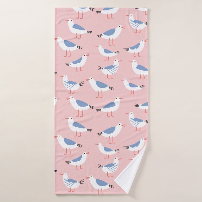 Motif sans couture avec de mignons mouettes (Serviette de bain)