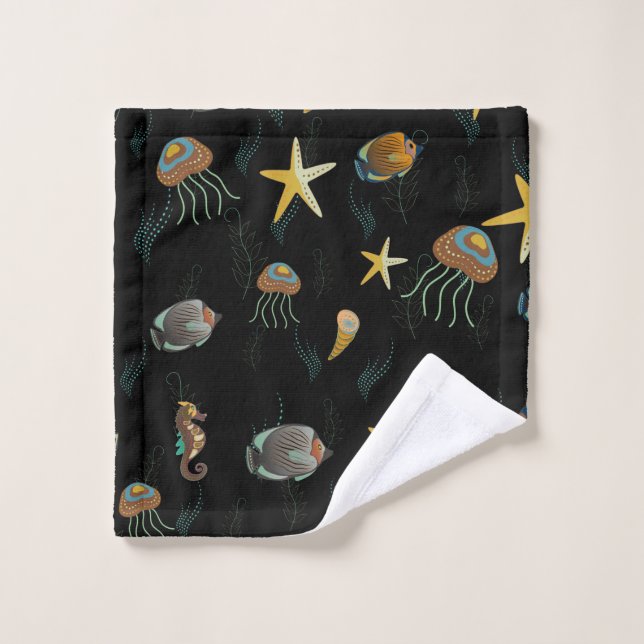 Motif sans couture avec de mignons poissons décora (Gant de toilette)