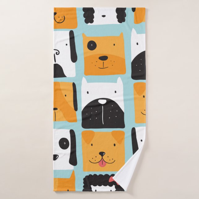 Motif sans couture avec des chiens mignons.  (Serviette de bain)