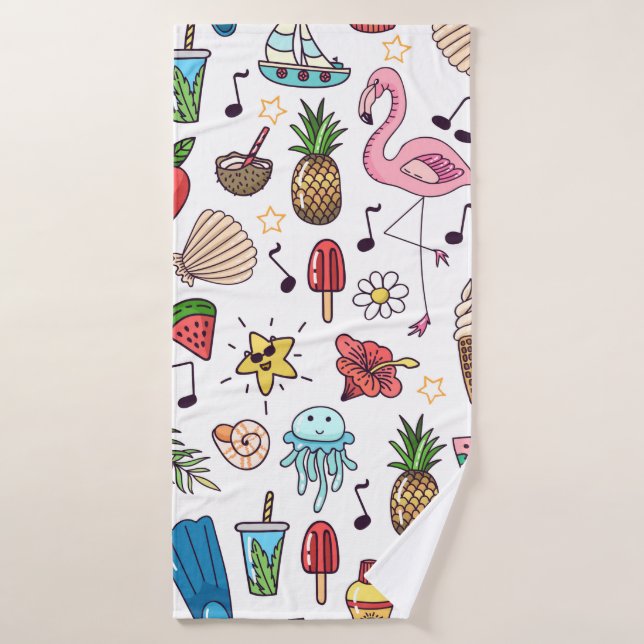 Motif sans couture avec des éléments d'été. illust (Serviette de bain)