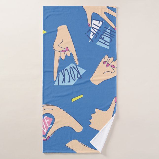 Motif sans couture avec des gestes à mains diverse (Serviette de bain)