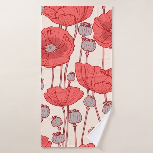 Motif sans couture avec des pavots.  (Serviette de bain)