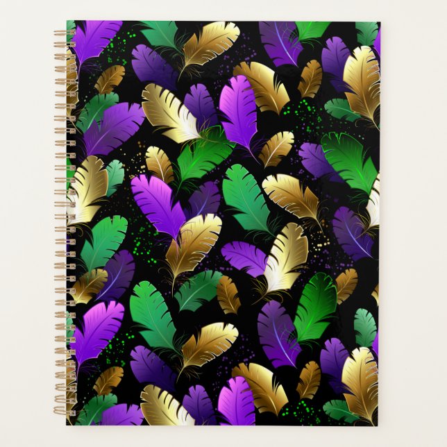 Motif sans couture avec des plumes de Mardi Gras (Devant)