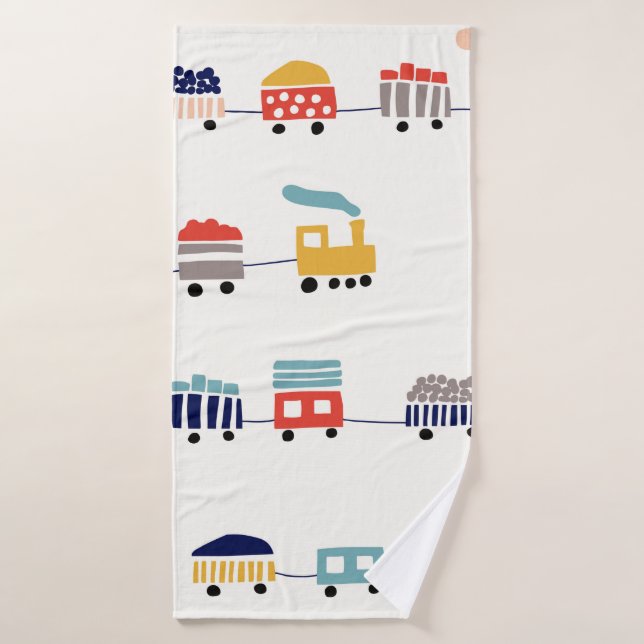 Motif sans couture avec des trains de couleurs mig (Serviette de bain)