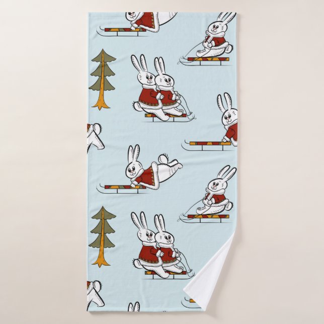 Motif sans couture avec différents lapins sur les  (Serviette de bain)