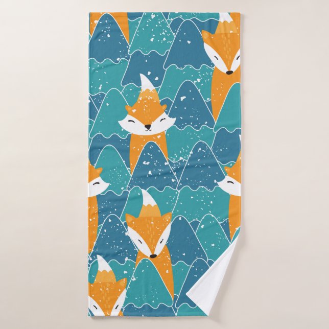 Motif sans couture avec différents mignons renards (Serviette de bain)