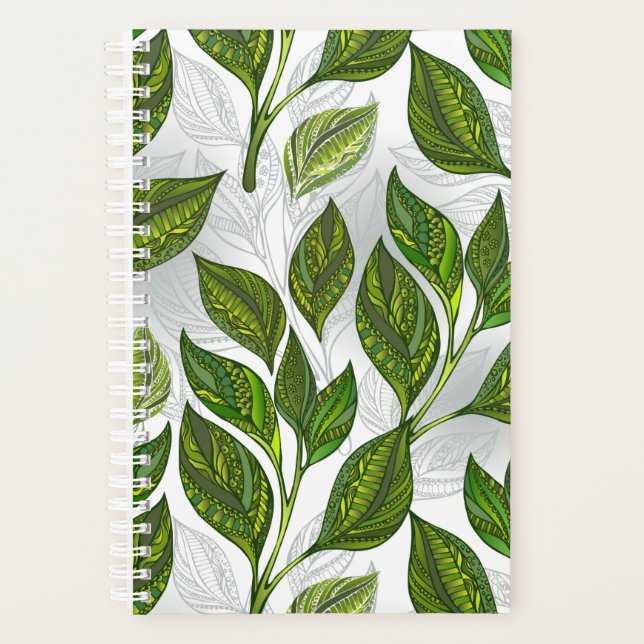 Motif sans couture avec Feuilles de thé vert (Devant)