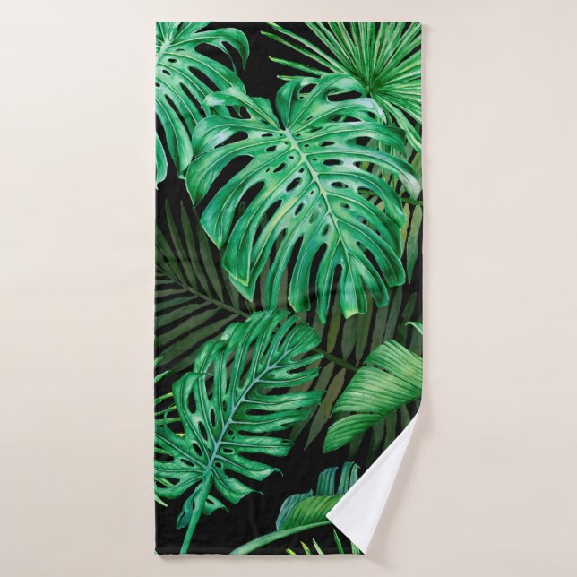 Motif sans couture avec feuilles tropicaux sur un  (Serviette de bain)