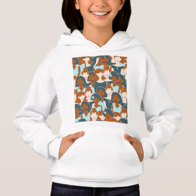 Motif sans couture avec filles noires et blanches (Devant)