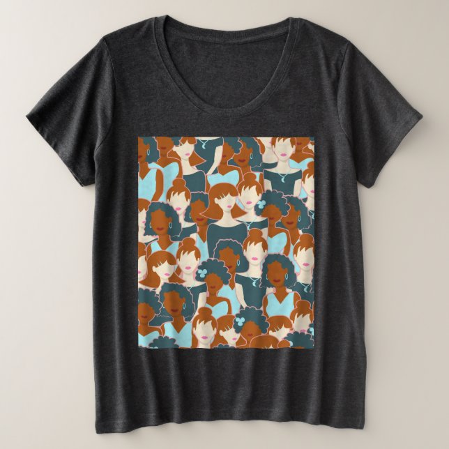 Motif sans couture avec filles noires et blanches (Design devant)