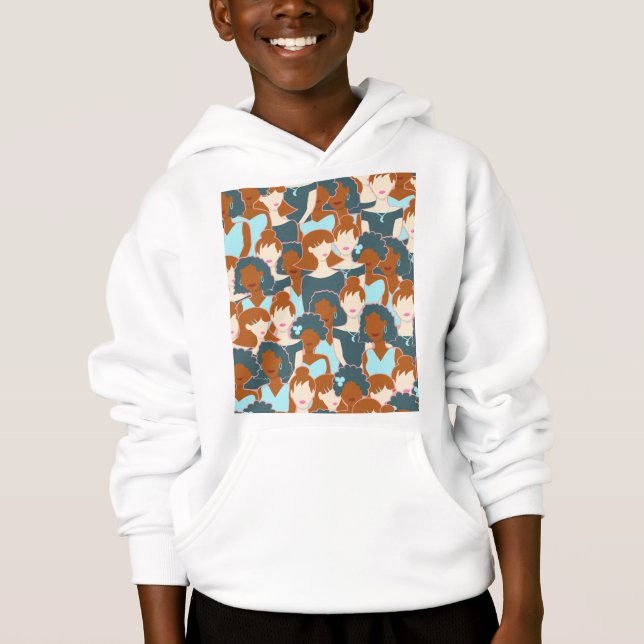 Motif sans couture avec filles noires et blanches (Devant)