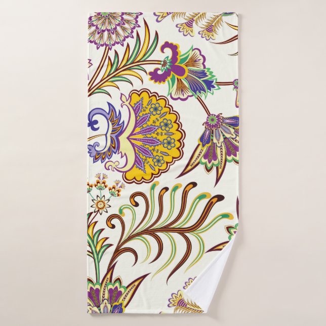 Motif sans couture avec floral cachemire (Serviette de bain)