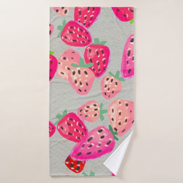 Motif sans couture avec fraise mûre. Main dessinée (Serviette de bain)