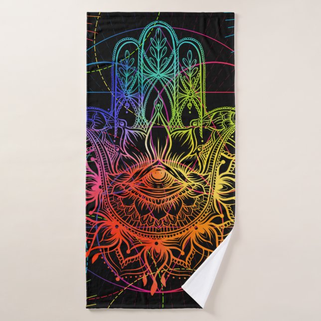 Motif sans couture avec hamsa orné dessiné à la ma (Serviette de bain)