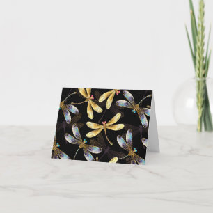 Motif sans couture avec libellules d'or