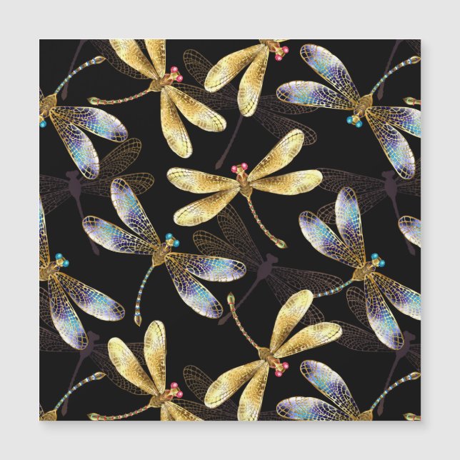 Motif sans couture avec libellules d'or (Devant)