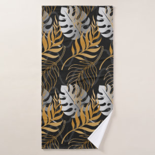 Motif sans couture avec or, argent plante tropical