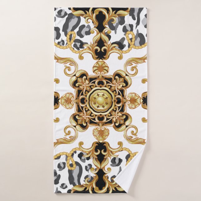 Motif sans couture avec peau de léopard et baro do (Serviette de bain)