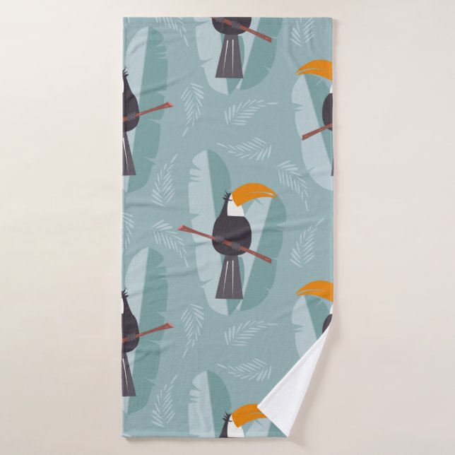 Motif sans couture avec perroquet de jungle toucan (Serviette de bain)