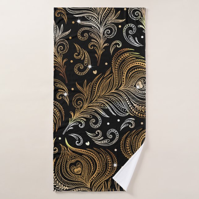Motif sans couture avec plumes de paon. D libre (Serviette de bain)