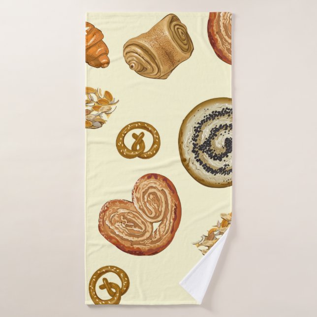 Motif sans couture avec produit de boulangerie (Serviette de bain)