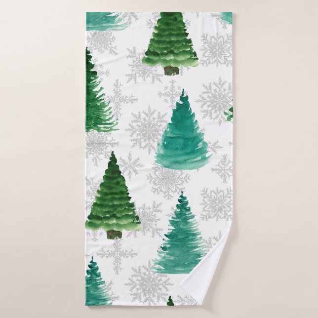 Motif sans couture avec sapin et flocons de neige. (Serviette de bain)