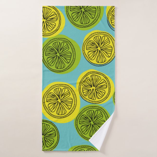 Motif sans couture avec tranches de citron. illust (Serviette de bain)