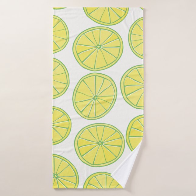 Motif sans couture avec tranches de citron jaune s (Serviette de bain)