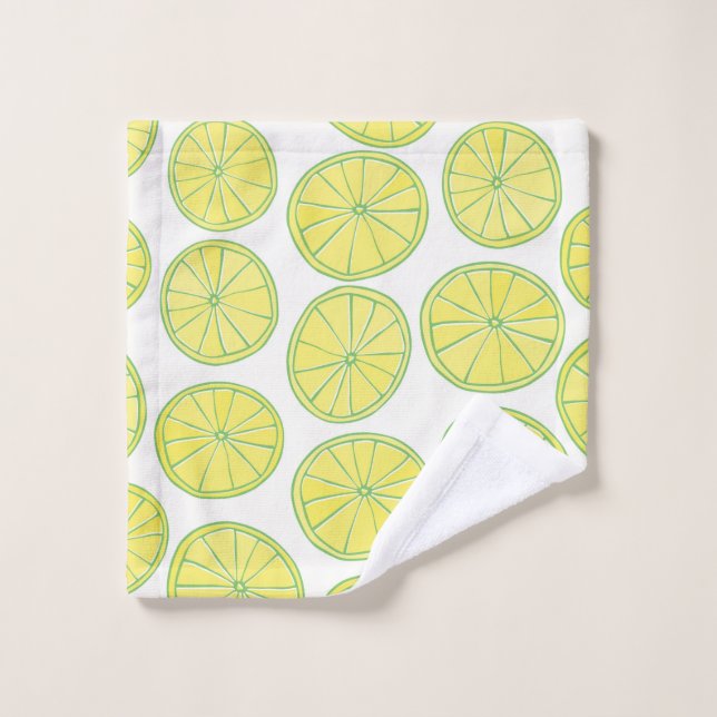 Motif sans couture avec tranches de citron jaune s (Gant de toilette)