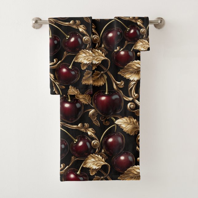 Motif sans couture baroque Cerise et Or Luxueux (En situation)