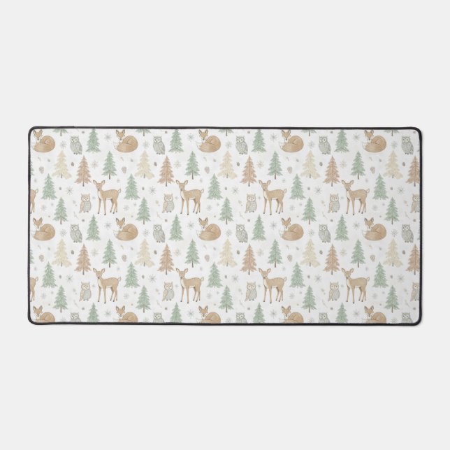 Motif sans couture d'animaux de la forêt hivernale (Recto)