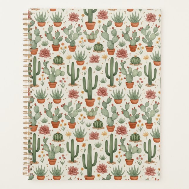Motif sans couture de cactus de désert succulent (Devant)