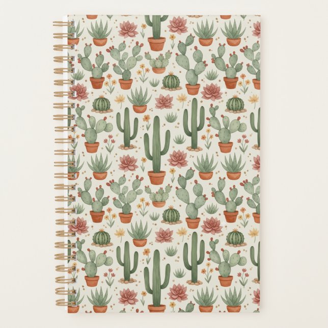 Motif sans couture de cactus de désert succulent (Devant)