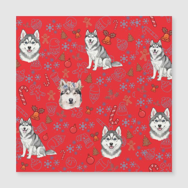 Motif sans couture de chien husky mignon pour Noël (Devant)