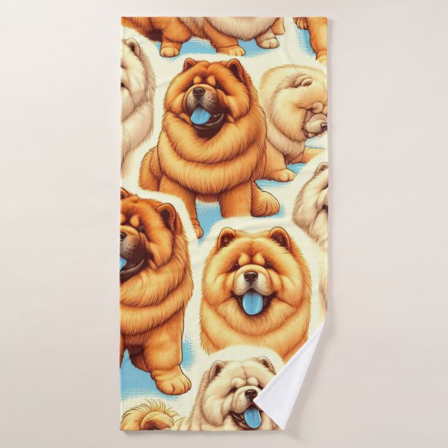 Motif sans couture de Chow-Chow Retro (Serviette de bain)