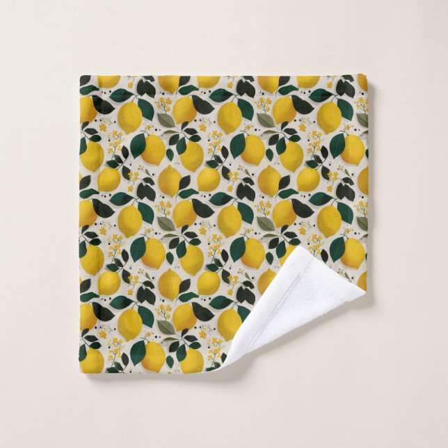 Motif sans couture de citron botanique vintage (Gant de toilette)
